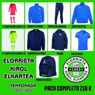 Equipación completa Portero ELORRIETA K. E. PAGO FRACCIONADO 110 € + 100 €